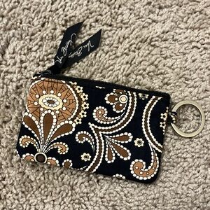 Vera Bradley Black and Brown Patterned Keychain Pouch